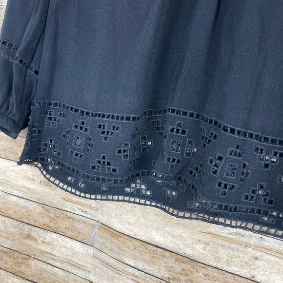 Revolve Joie Cathora Blouse in Caviar Embroidered Eyelet Tassel Bohemian szXS - Picture 3 of 5